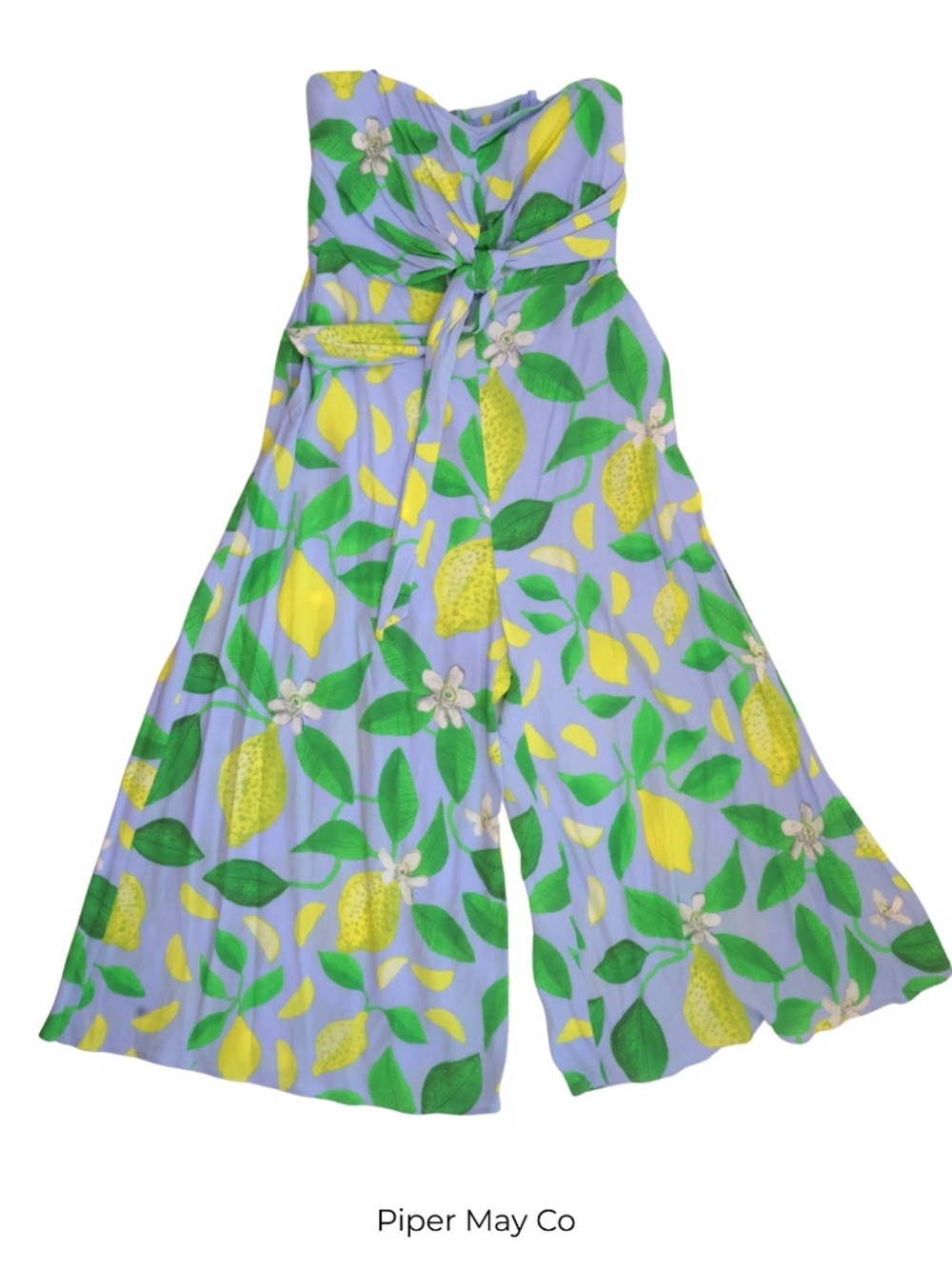 Maeve Strapless Lemon Print Romper Size 0 Anthropologie Style Wide Leg
